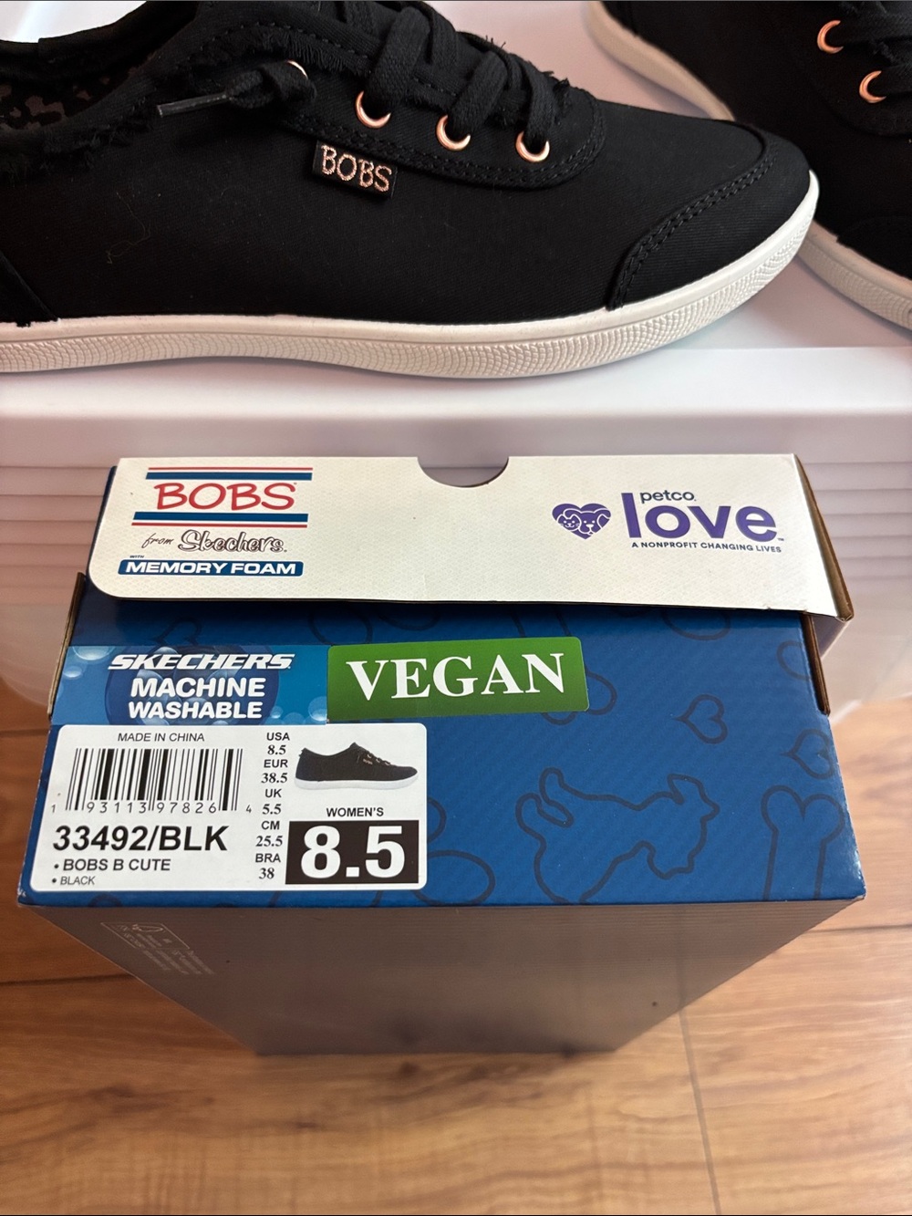 BOBS from Skechers Black Canvas Slip-On Sneakers with White Soles - Picture 7 of 7